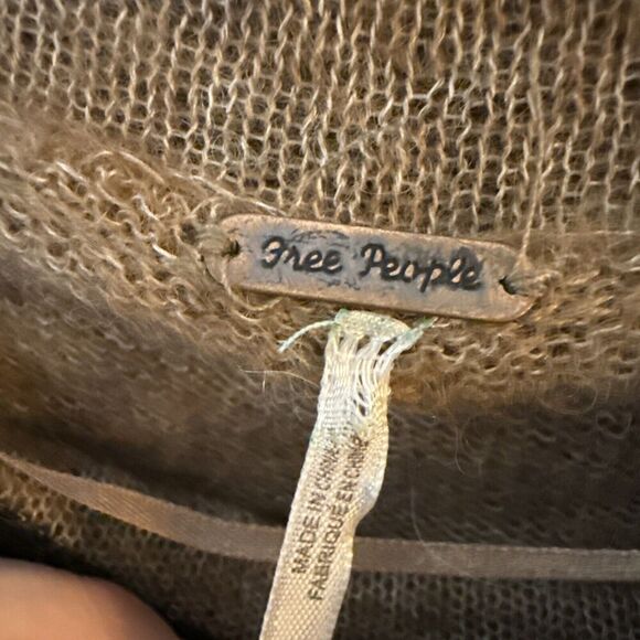 Free People Womens Lulu Sweater S Tan‎ Black Striped Cowl Neck Alpaca Wool Blend - Picture 6 of 10